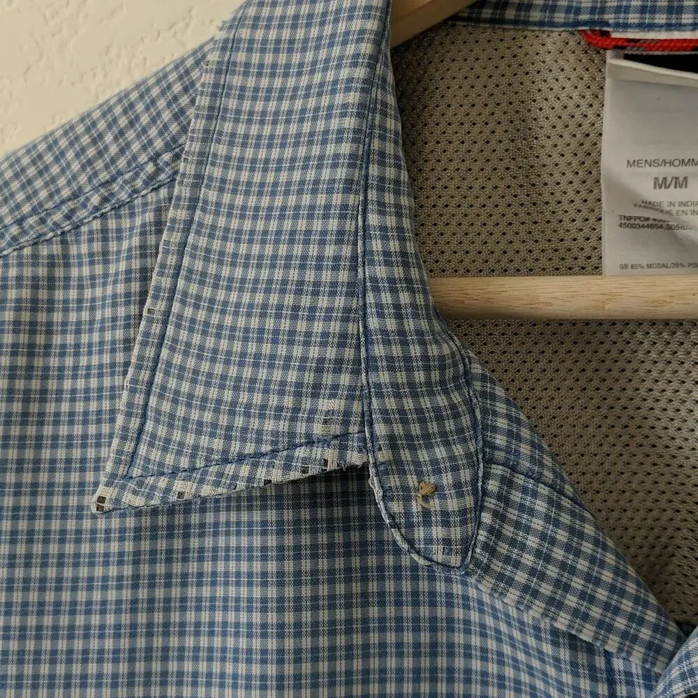 North Face Mens Casual Button Up Blue‎ Shirt Medium